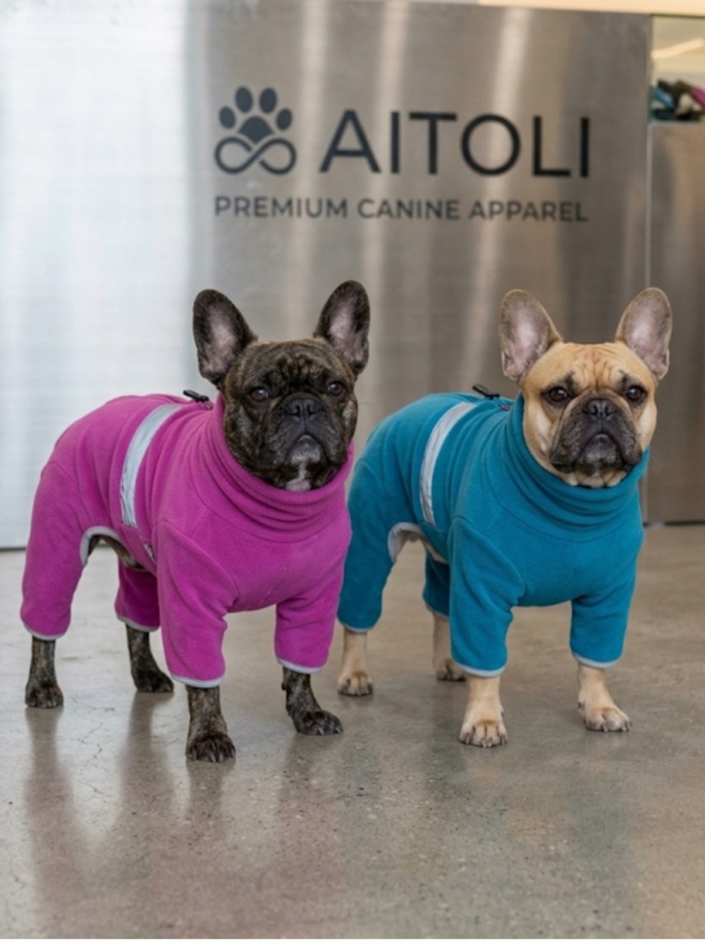 Set of 2 AITOLI dog Fleece zipper dog bodysuits pjs